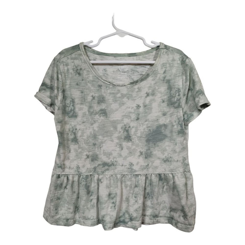 Wonder Nation Girls Green Peplum Top Short Sleeve Medium 7-8